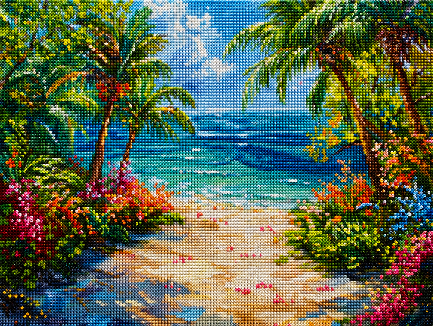 Palm Lined Beach Pathway Diamond Art Kit