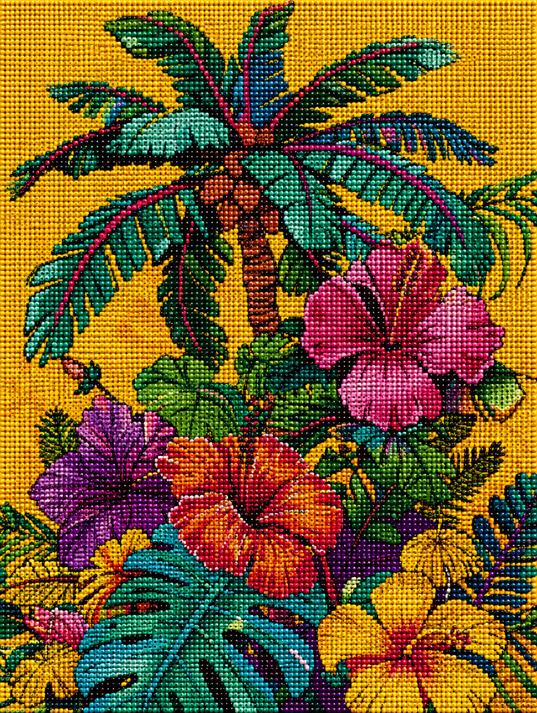 Palm Tree And Hibiscus Diamond Art Kit