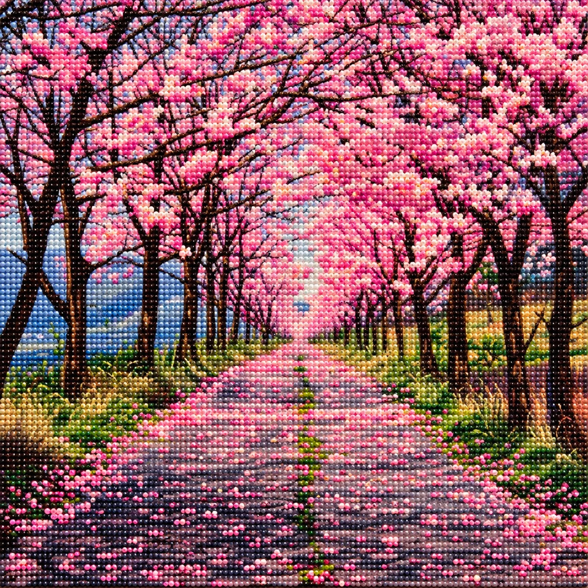 Pathway Lined With Cherry Trees Diamond Art Kit