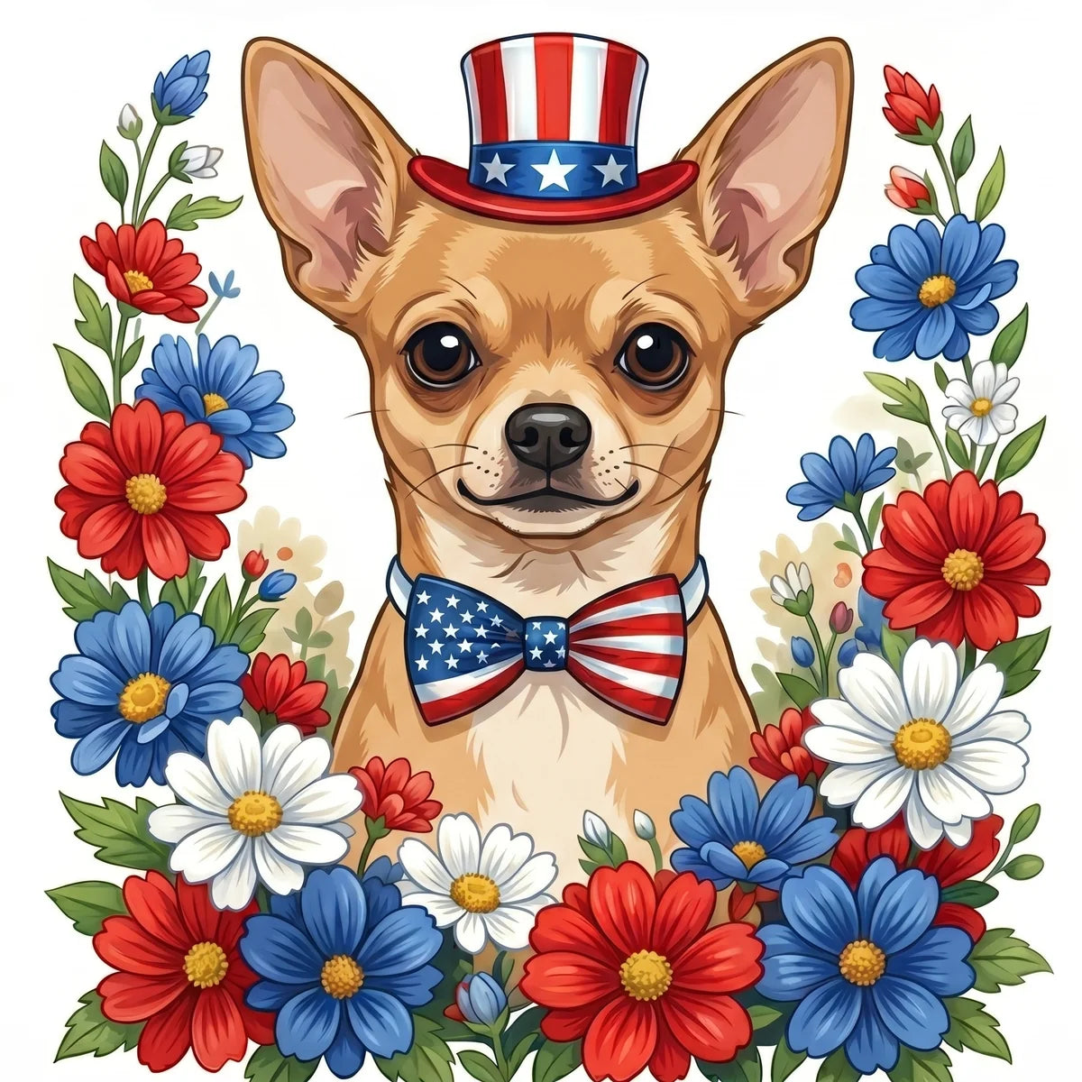 Patriotic Short Hair Chihuahua Diamond Art Kit