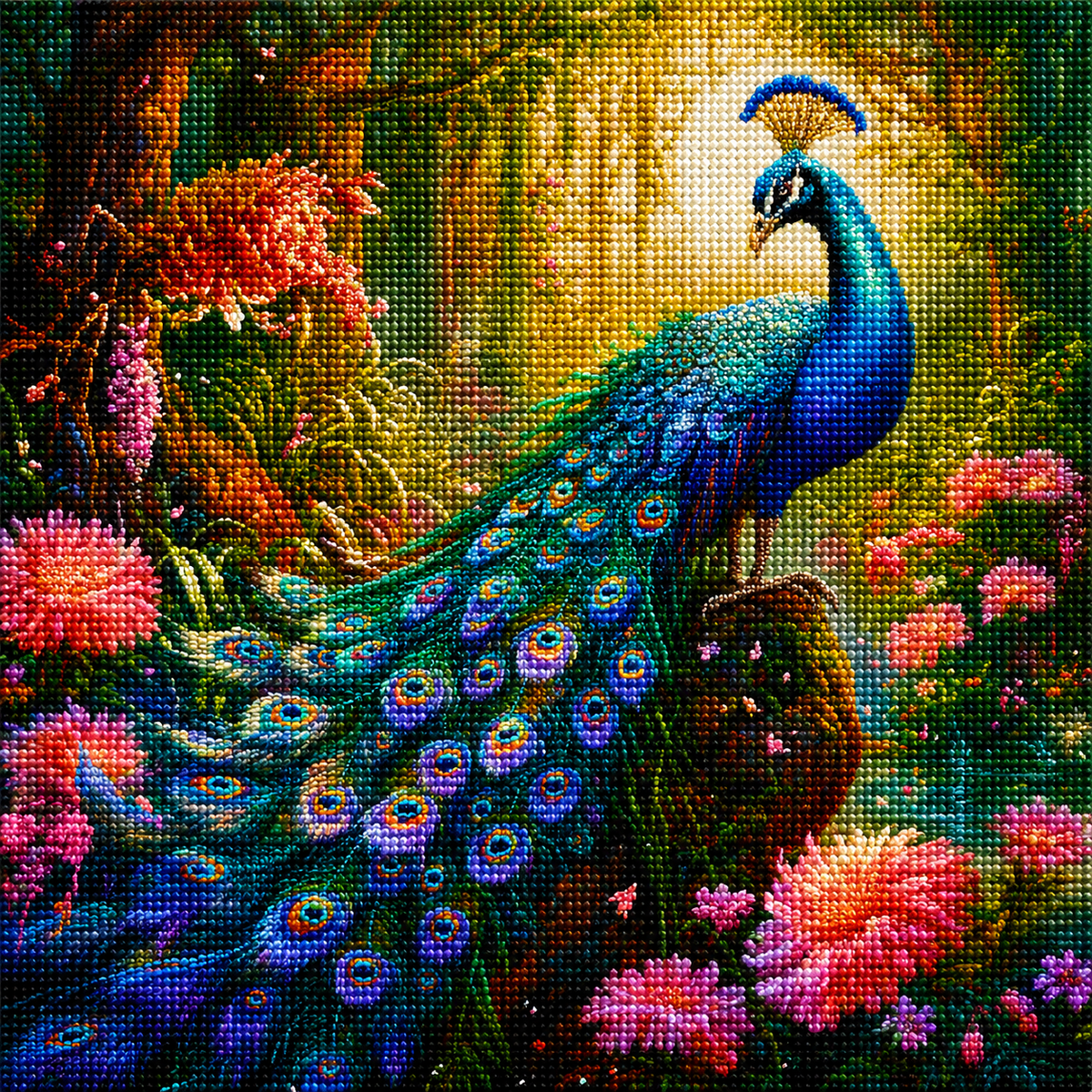 Peacock On A Rock Diamond Art Kit
