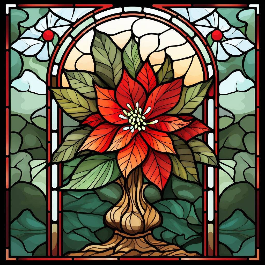 Pedestal Poinsettia Abstract Diamond Art Kit