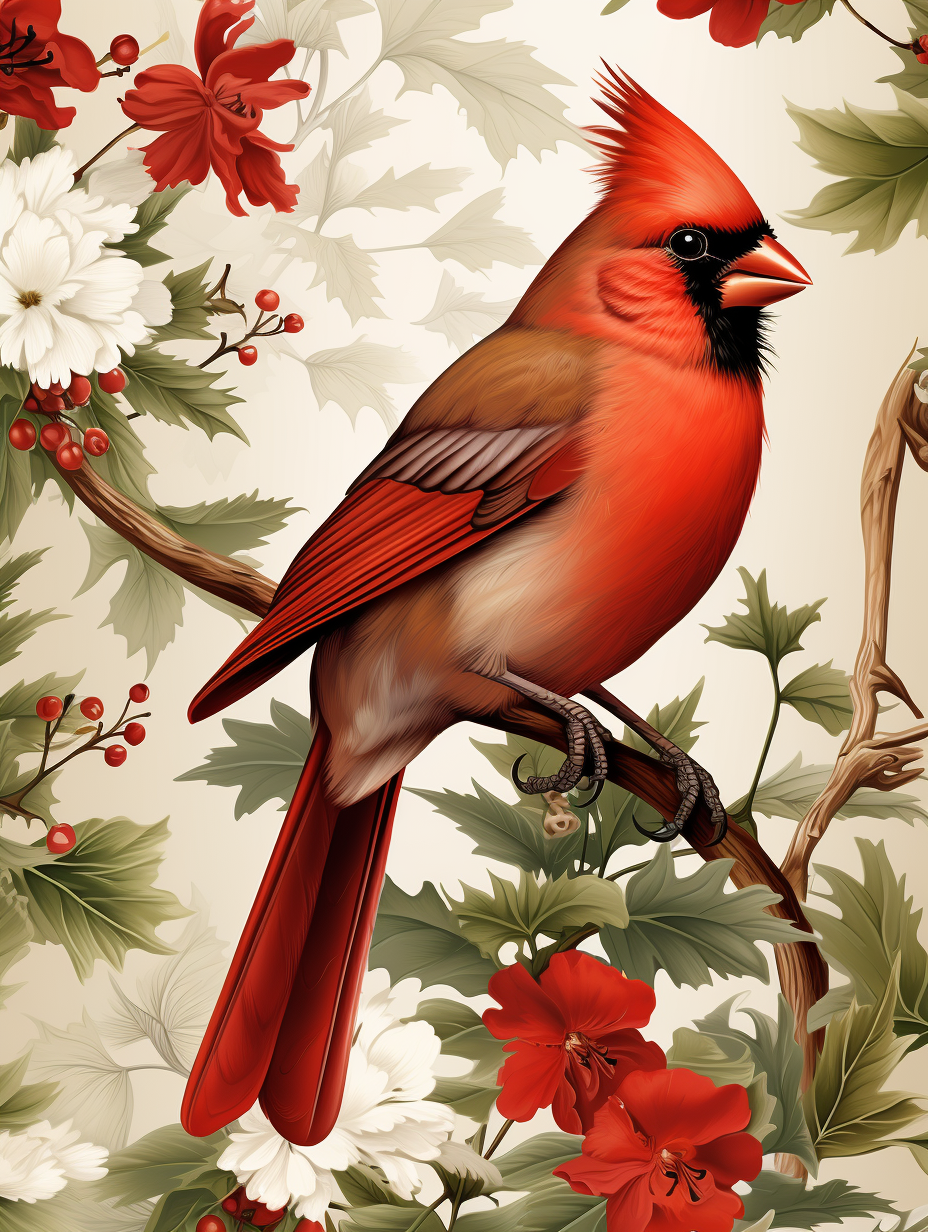 Perched Northern Cardinal Diamond Art Kit