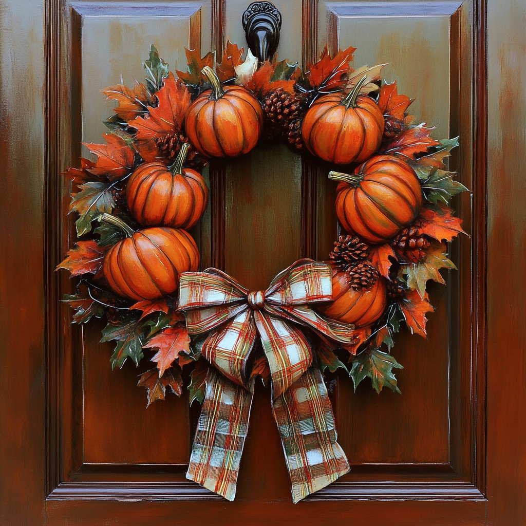 Pine Cone and Pumpkin Wreath Diamond Art Kit