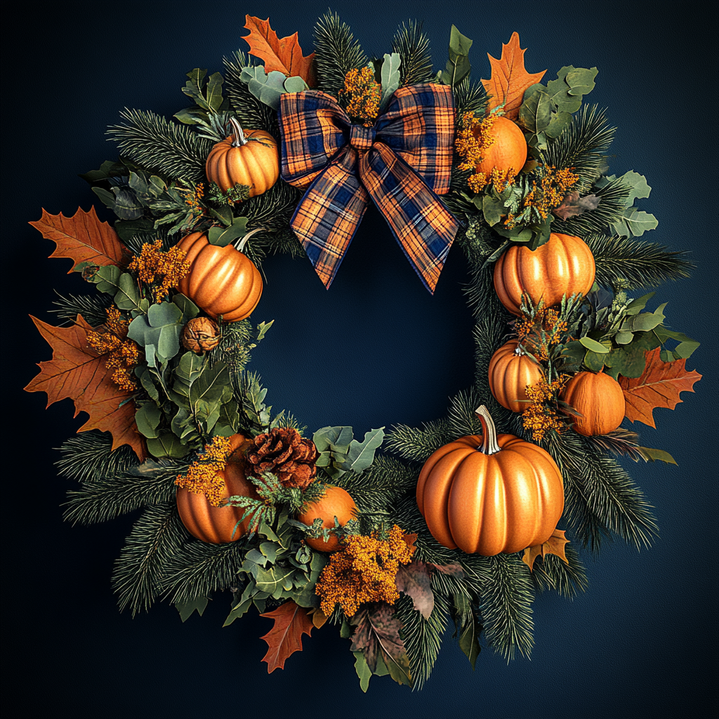 Pine and Pumpkin Wreath Diamond Art Kit