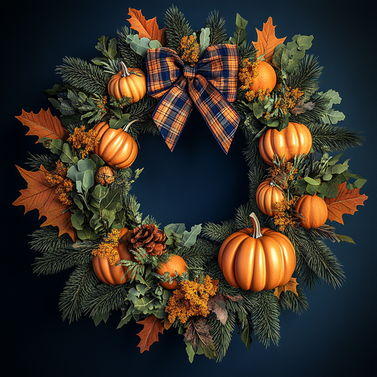 Pine and Pumpkin Wreath Diamond Art Kit