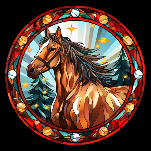 Pine Tree Christmas Horse Abstract Diamond Art Kit