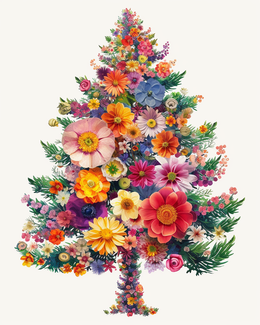 Pine Tree of Flowers Diamond Art Kit