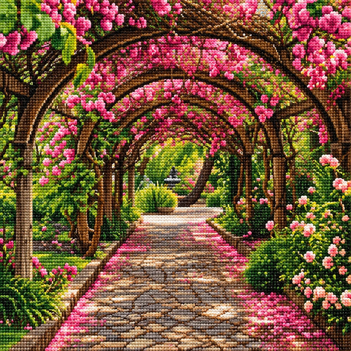 Pink Flower Path Archway Diamond Art Kit