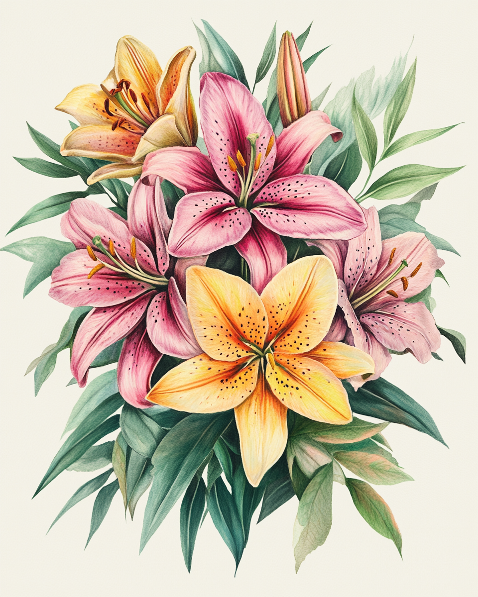 Pink and Orange Lilies Diamond Art Kit
