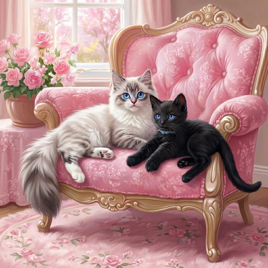Pink Armchair Kittens Diamond Art Kit