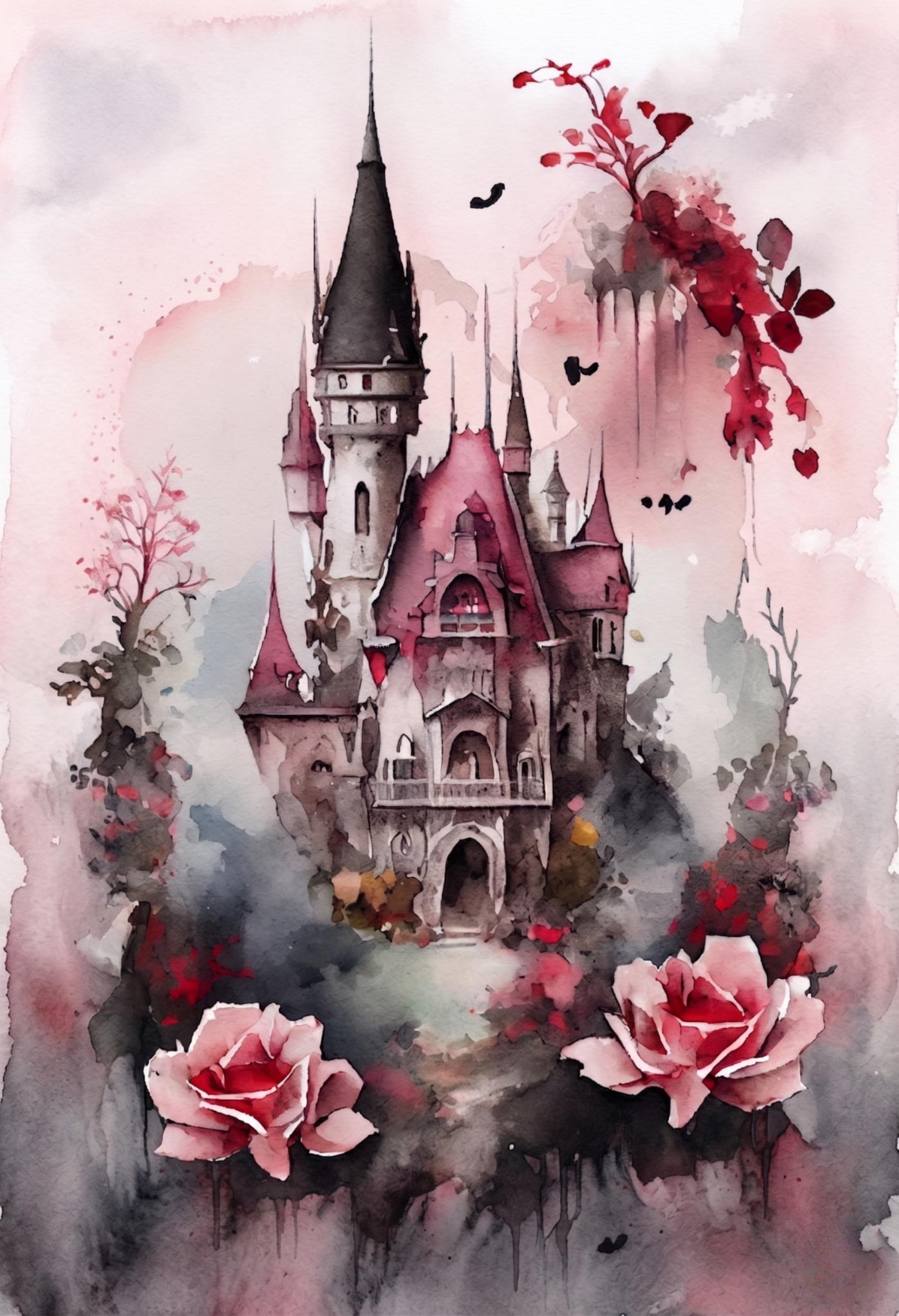 Pink Castle Watercolor Diamond Art Kit — diamond art kit canvas