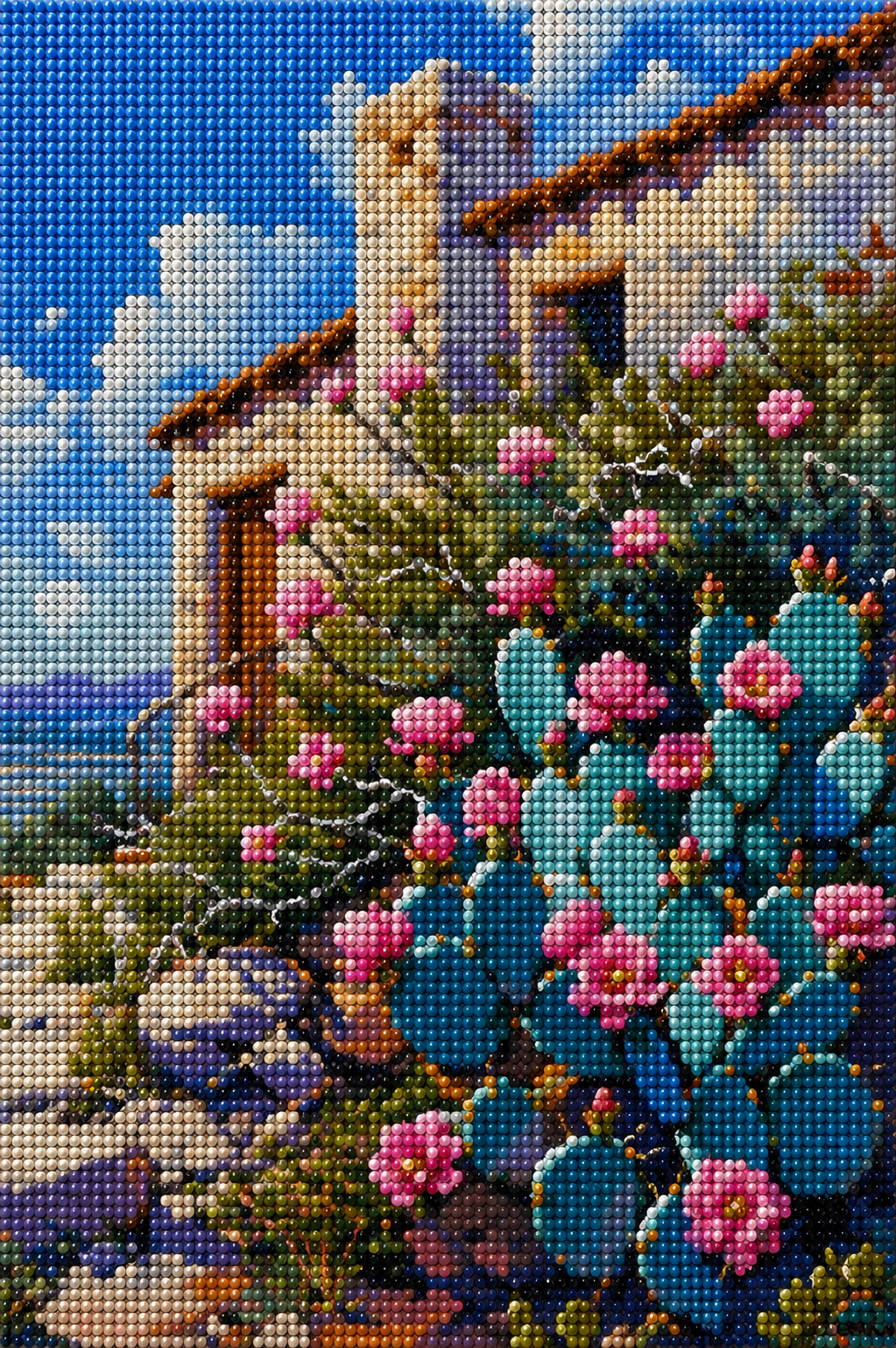 Pink Flower Cactus Diamond Art Kit — diamond art kit canvas