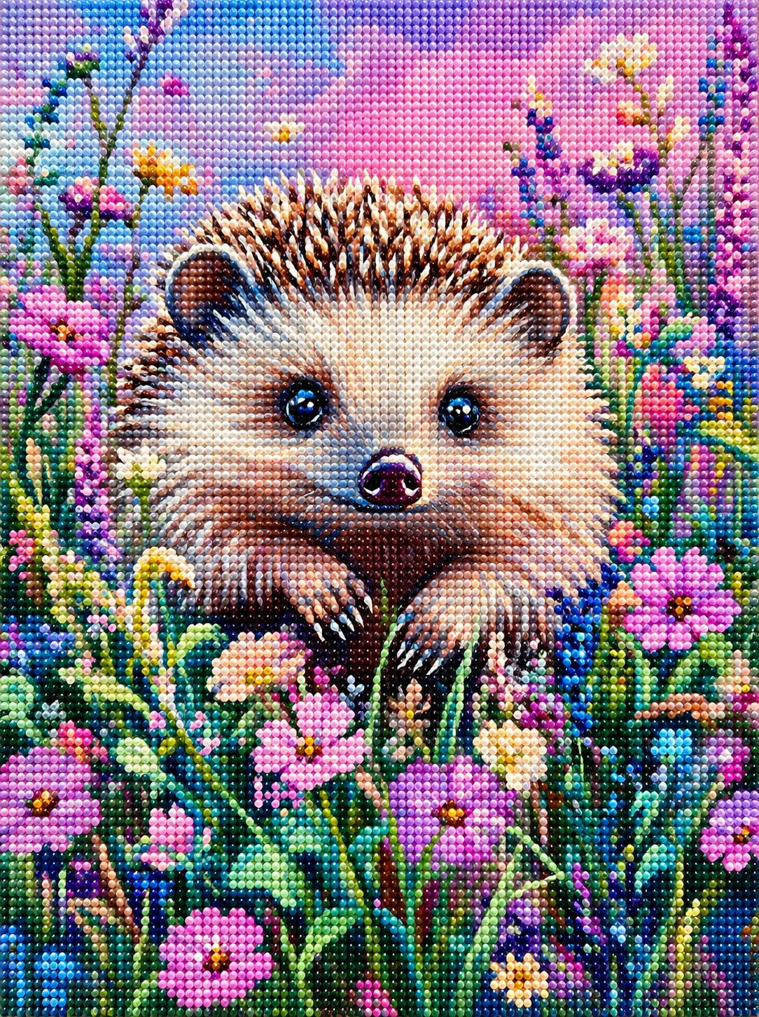 Pink Flower Hedgehog Diamond Art Kit
