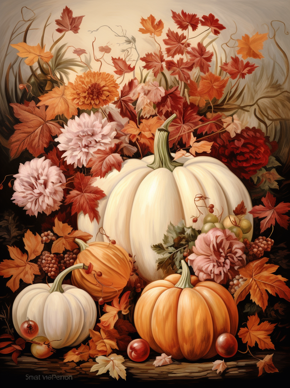 Pink Flower Pumpkins Diamond Art Kit
