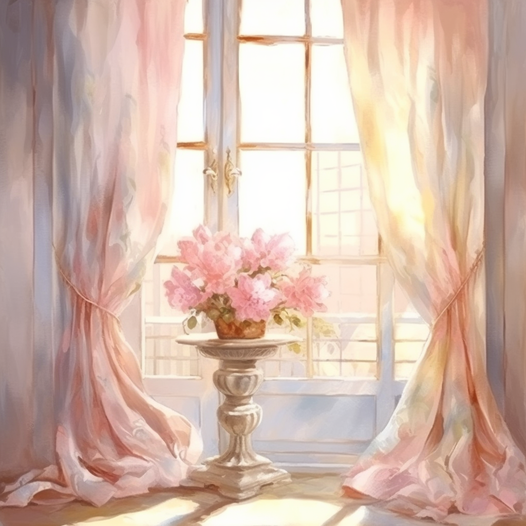 Pink Flowers Flowing Draperies Diamond Art Kit