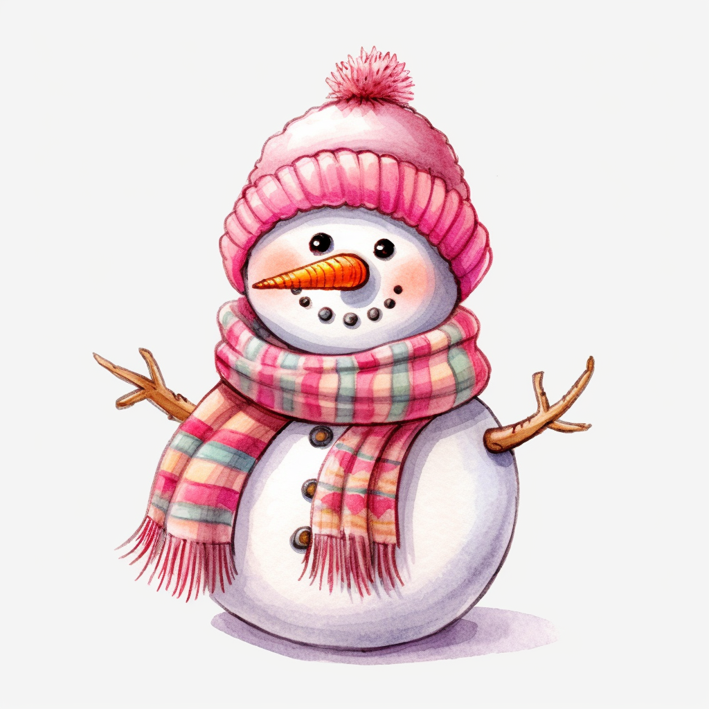 Pink Hat Snowman Diamond Art Kit