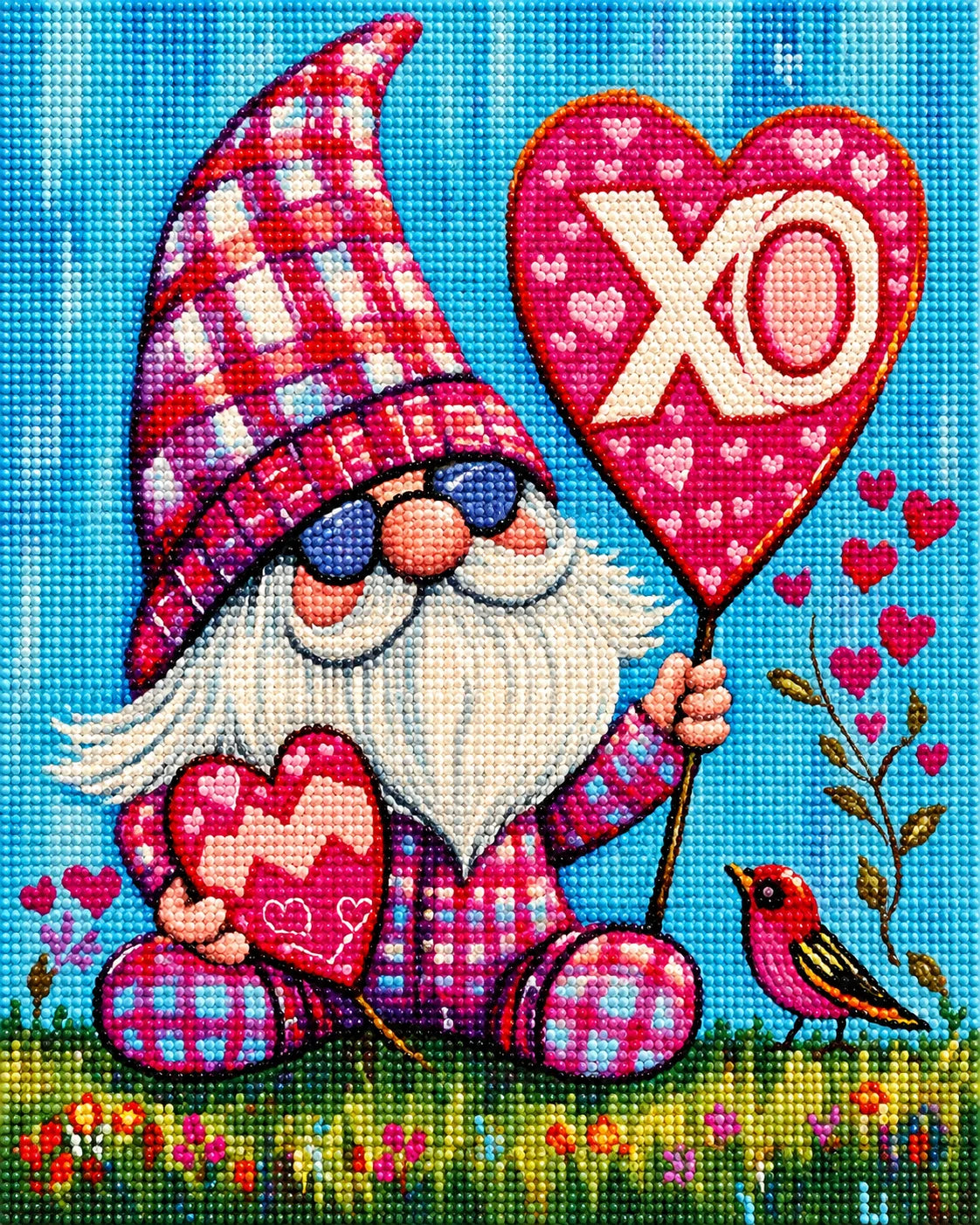 Pink Hugs And Kisses Valentine Gnome Diamond Art Kit