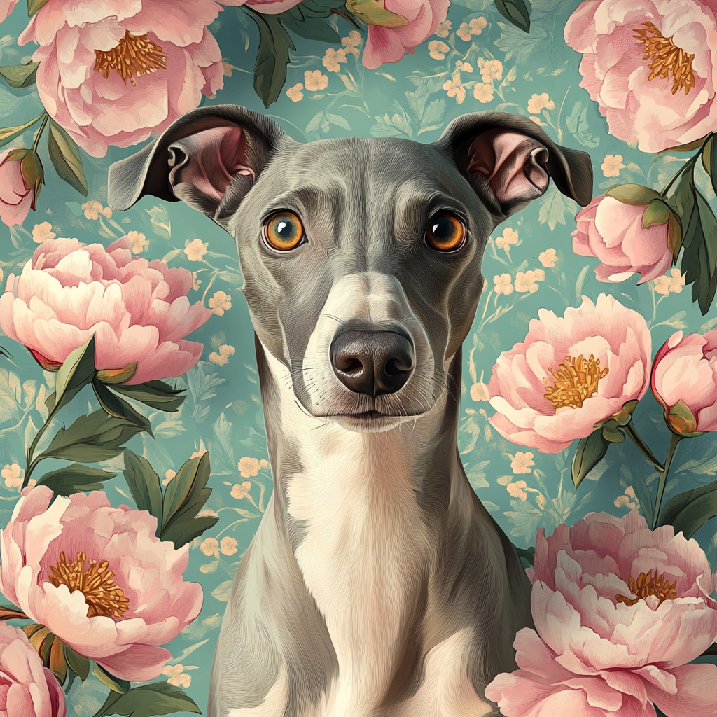 Pink Peony Greyhound Diamond Art Kit