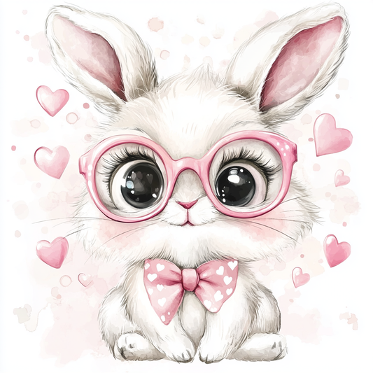 Pink Rim Glasses Bunny Diamond Art Kit
