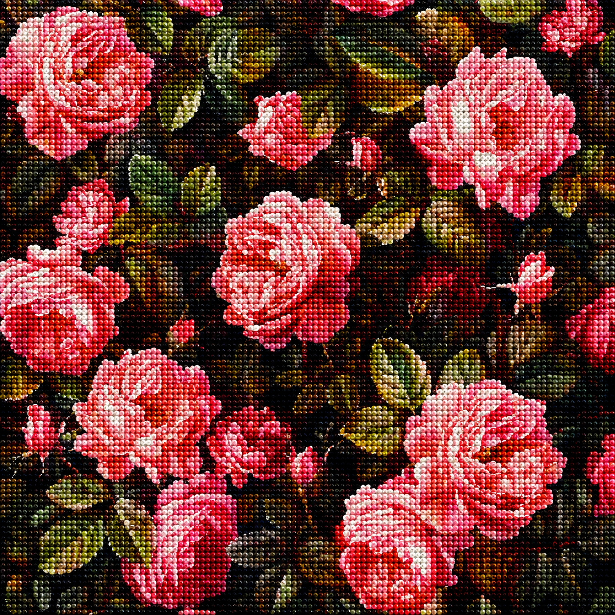 Pink Rosebush Diamond Art Kit — diamond art kit canvas