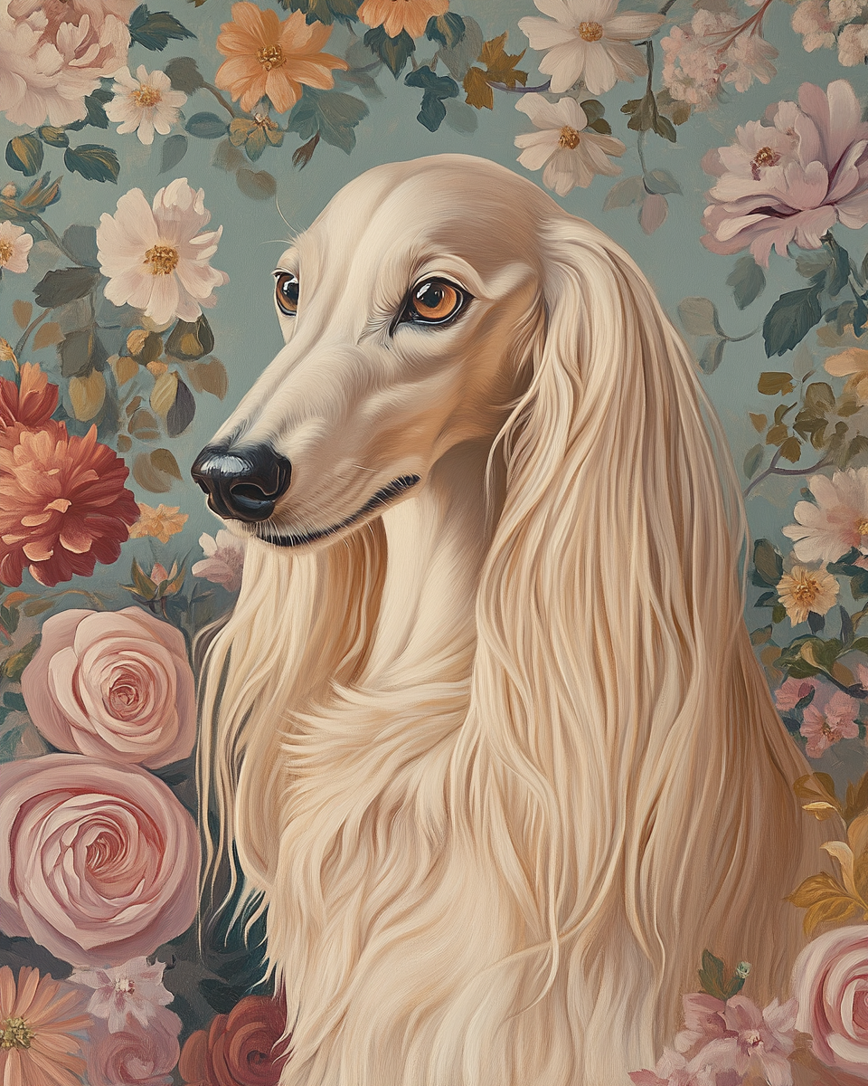 Pink Roses Saluki Diamond Art Kit