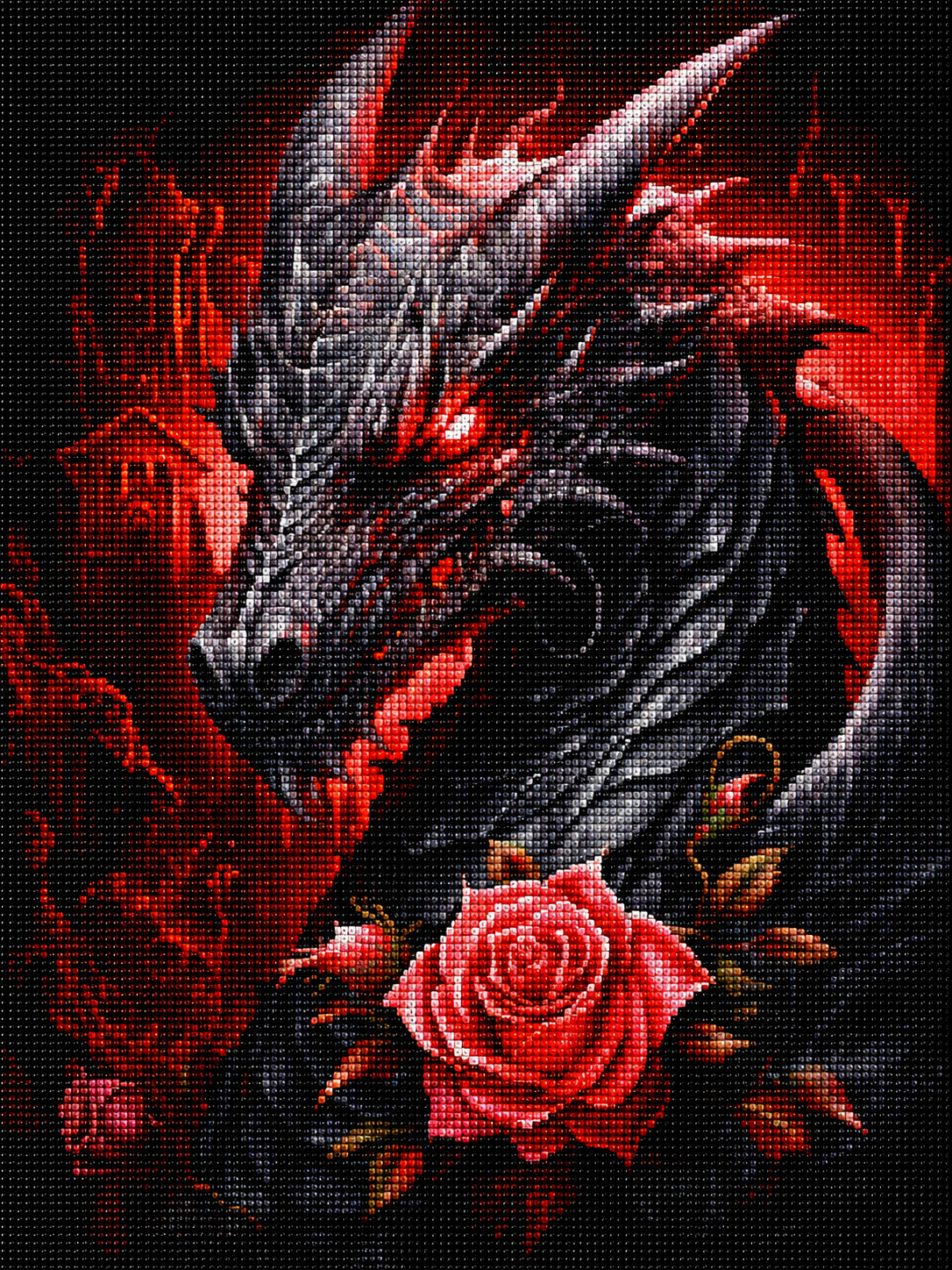 Pink Roses Dragon Diamond Art Kit