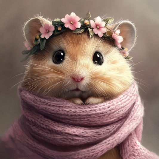 Pink Scarf Hamster Diamond Art Kit