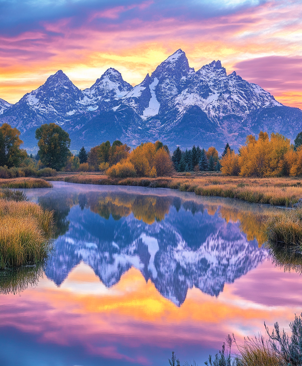 Pink Sky Mountain Reflection Diamond Art Kit