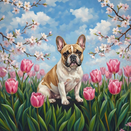 Pink Tulip French Bulldog Diamond Art Kit