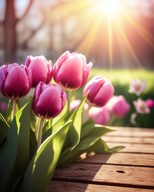Pink Tulips in the Sun Diamond Art Kit