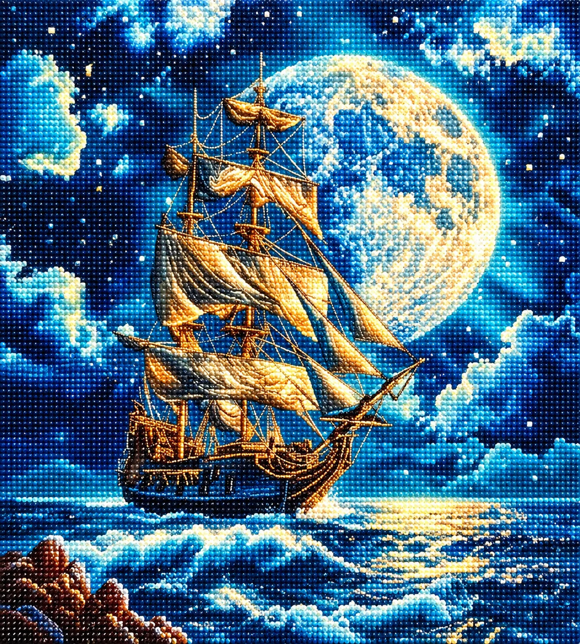 Pirate Ship At The Rocks Diamond Art Kit
