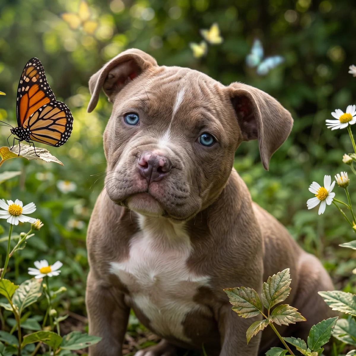 Pitbull Puppy Butterfly Diamond Art Kit