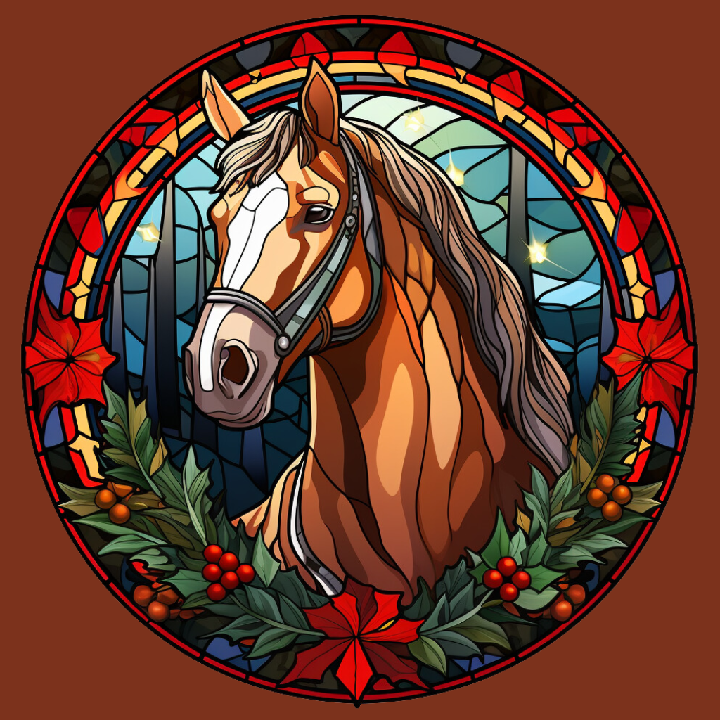 Poinsettia Circle with Horse Diamond Art Kit