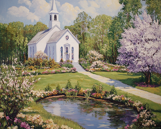 Pond by the Church Path Diamond Art Kit