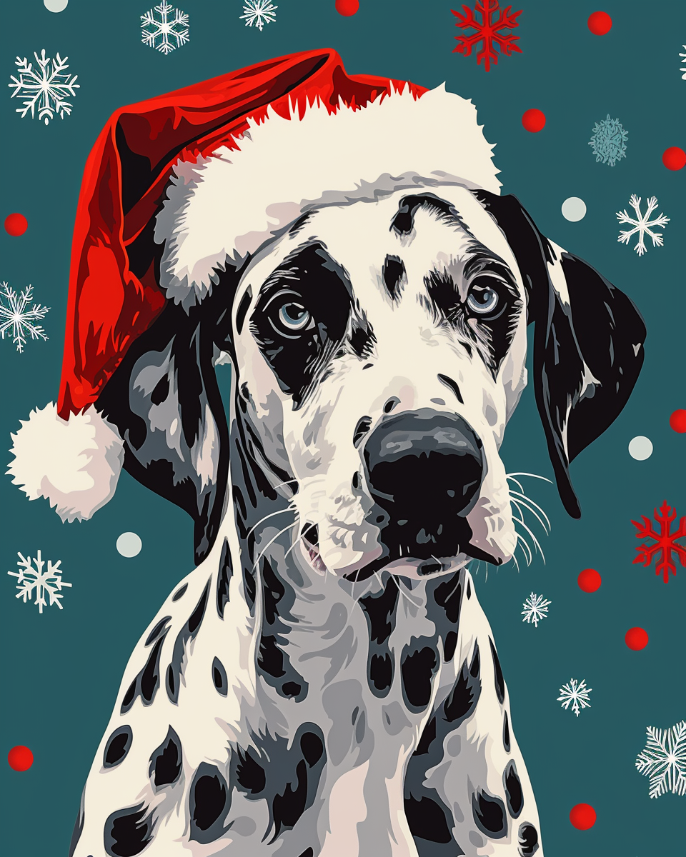 Pop Art Christmas Dalmatian Diamond Art Kit