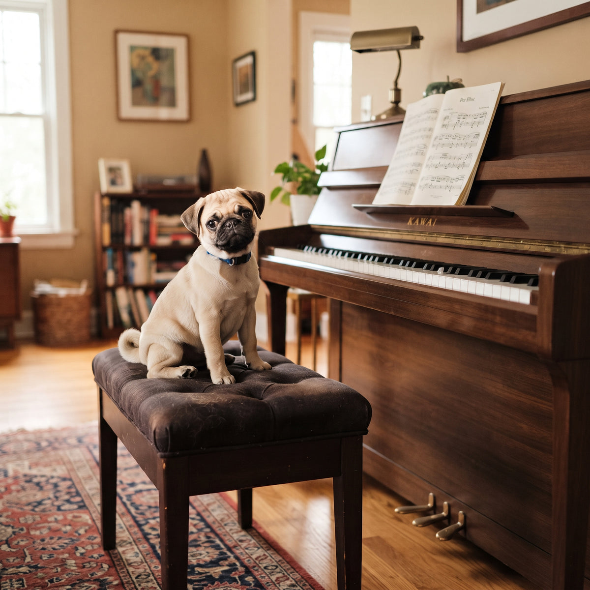 Pug Puppy Piano Diamond Art Kit