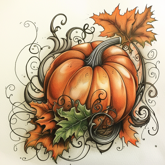 Pumpkins and Leaves Design Diamond Art Kit