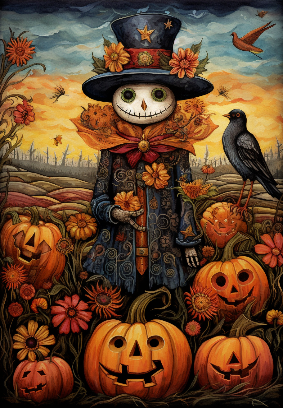 Pumpkin Patch Abstract Scarecrow Diamond Art Kit