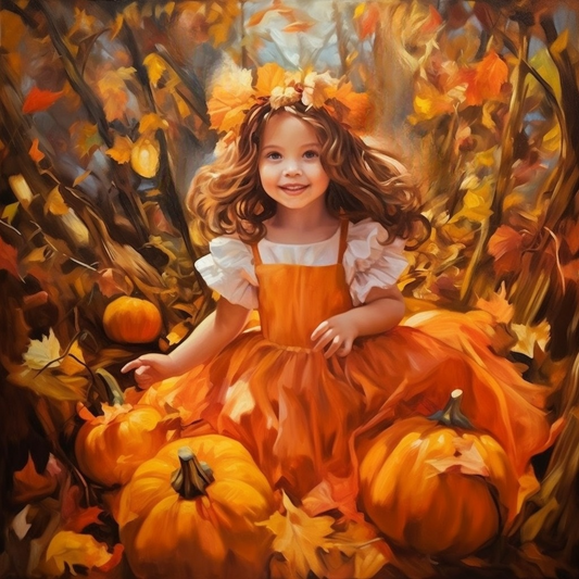 Pumpkin Patch Girl Diamond Art Kit