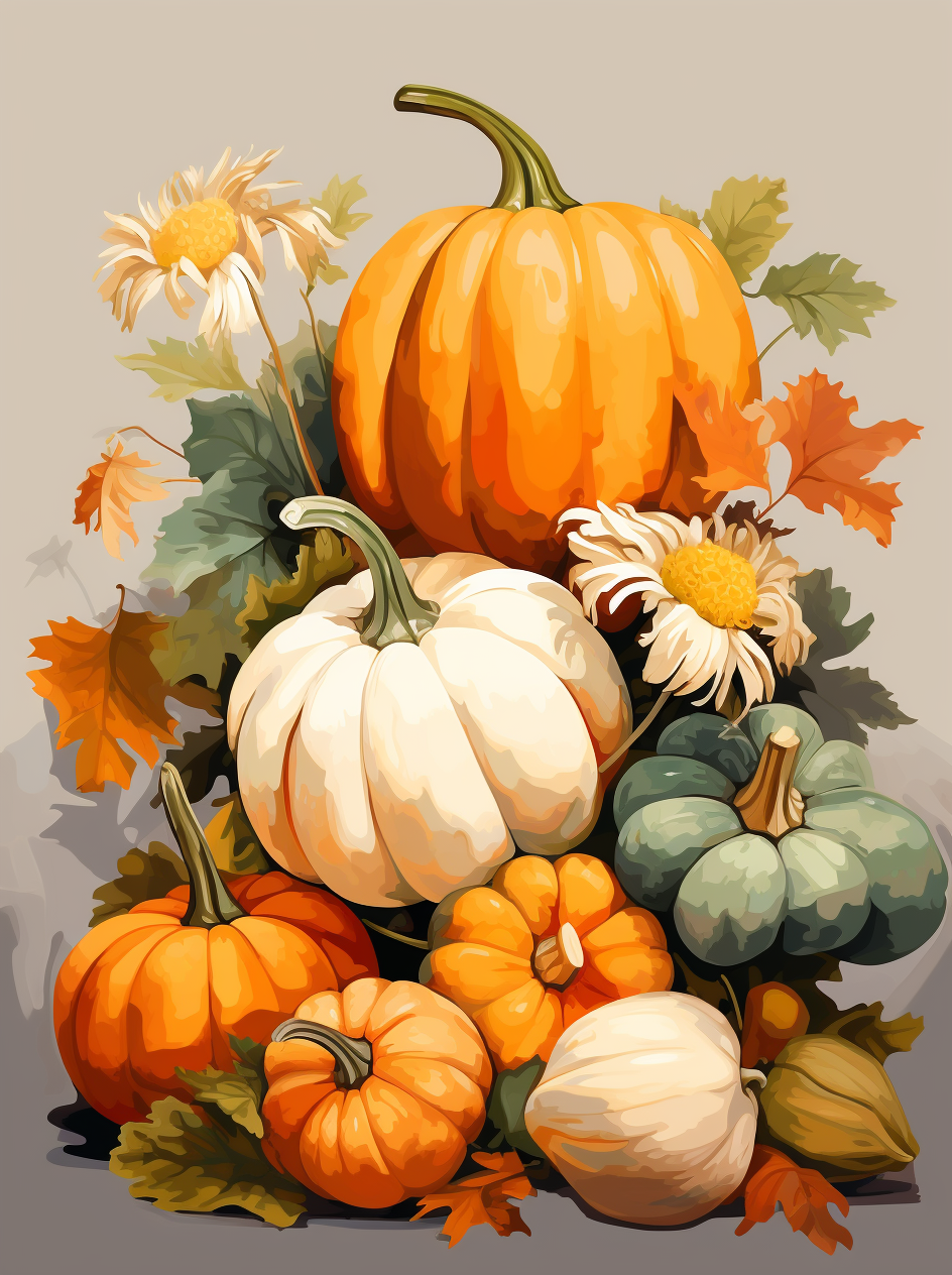 Pumpkins and Flowers Diamond Art Kit