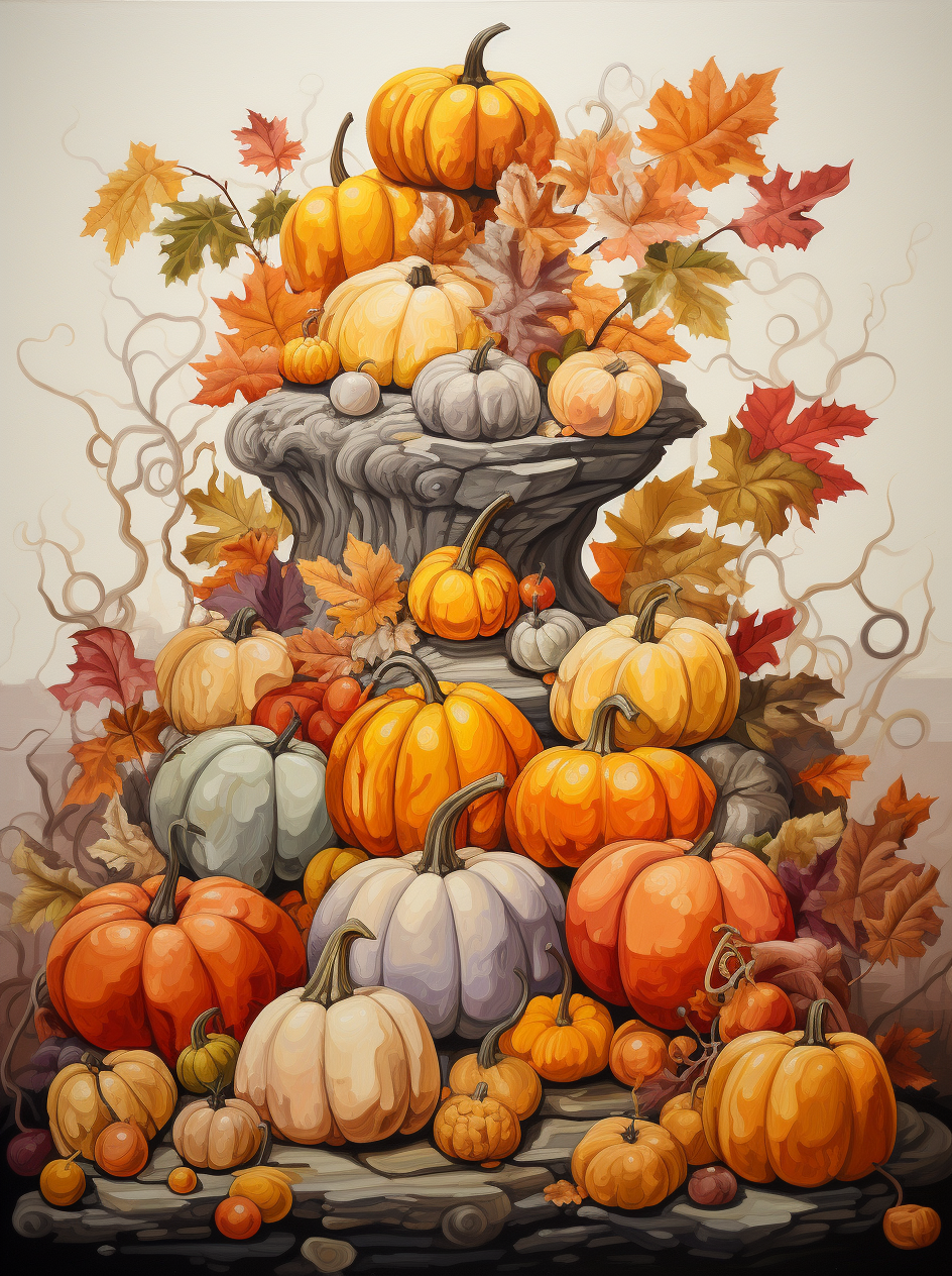 Pumpkins on Stones Diamond Art Kit