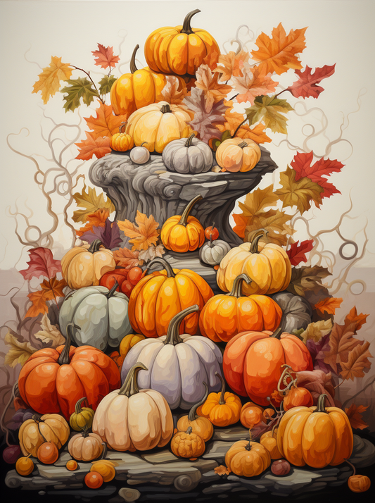 Pumpkins on Stones Diamond Art Kit
