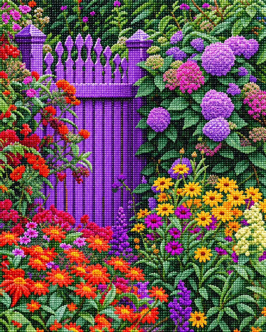 Purple Gate Flowers Diamond Art Kit