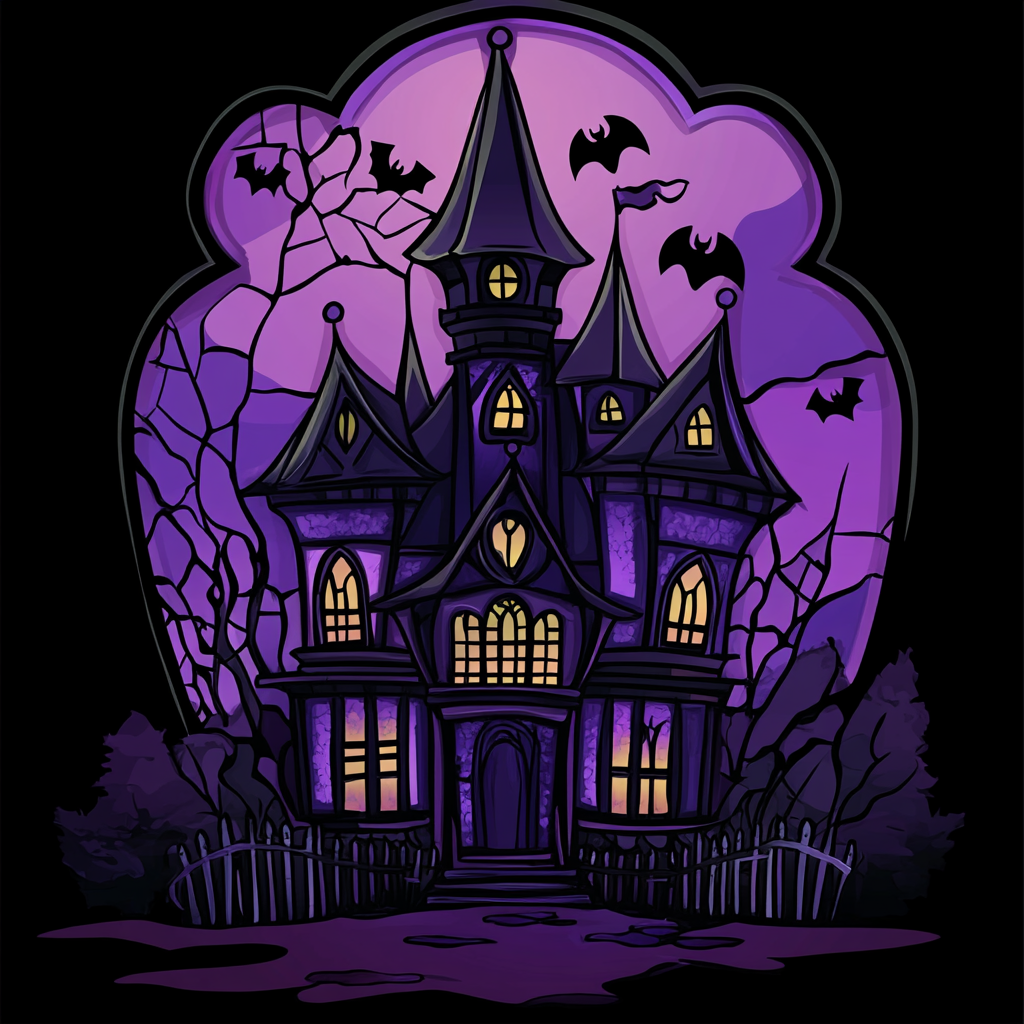 Purple Abstract Haunted House Diamond Art