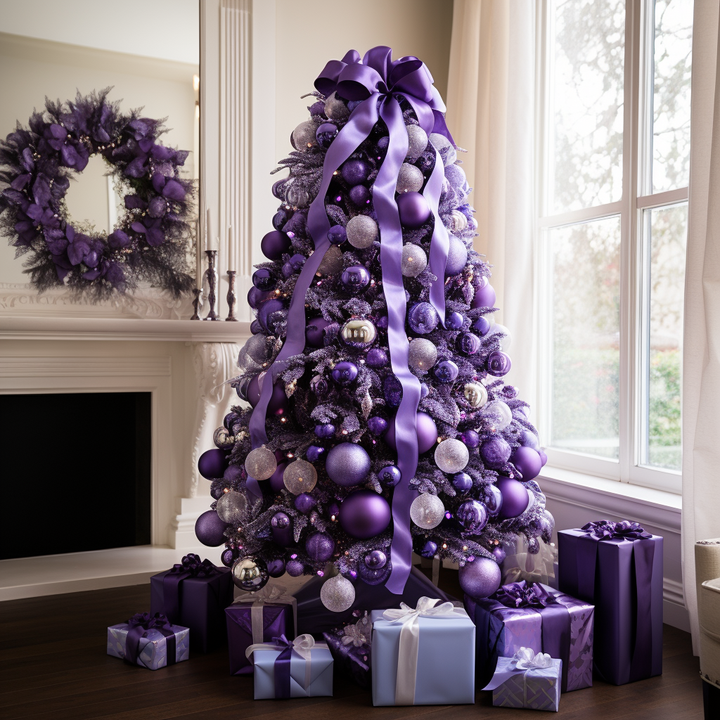 Purple and White Christmas Tree Diamond Art Kit