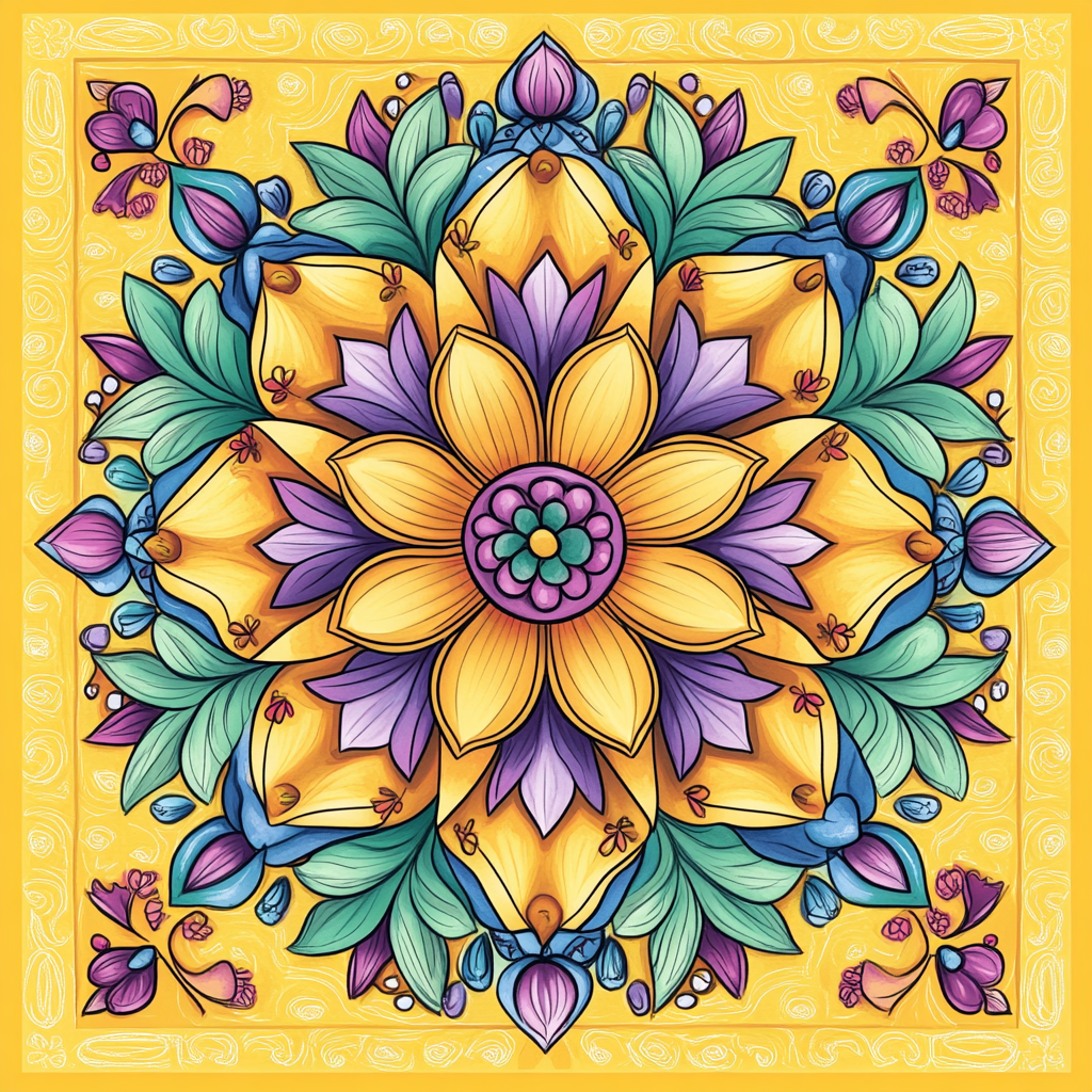 Purple and Yellow Flower Mandala Diamond Art Kit