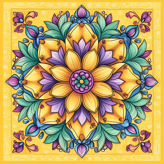 Purple and Yellow Flower Mandala Diamond Art Kit