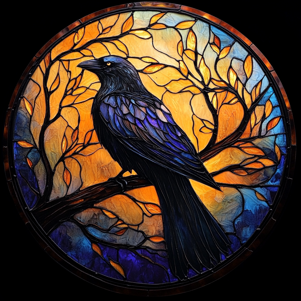 Purple and Blue Abstract Raven Diamond Art Kit