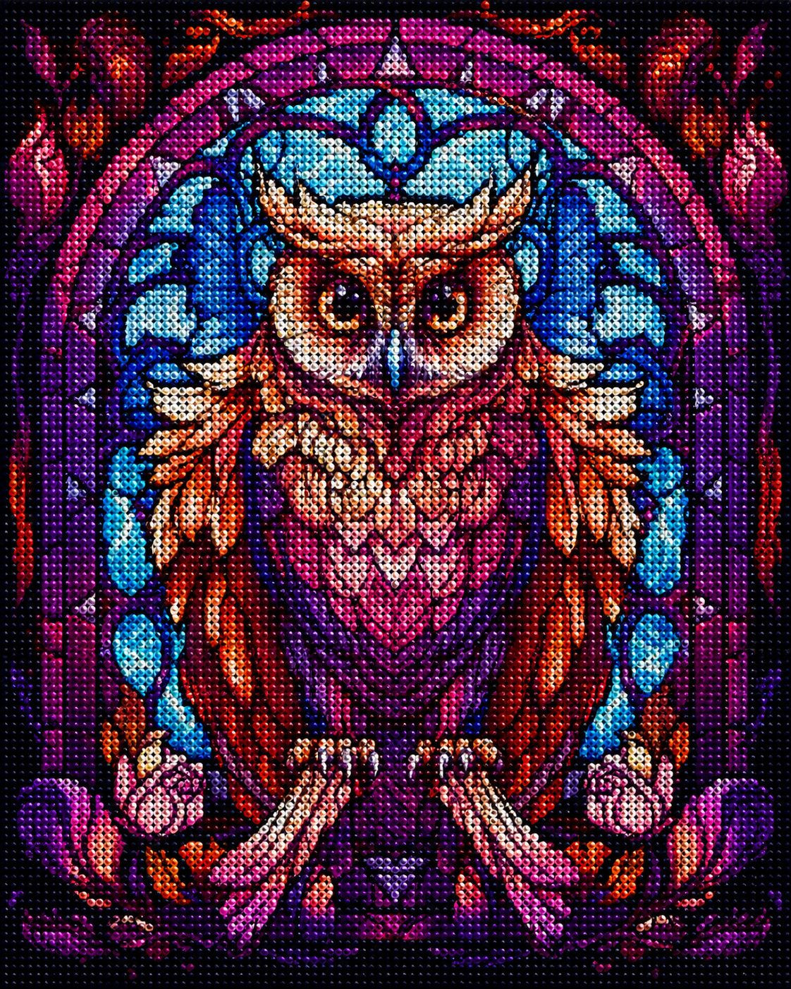 Purple And Brown Abstract Owl Diamond Art Kit — diamond art kit canvas